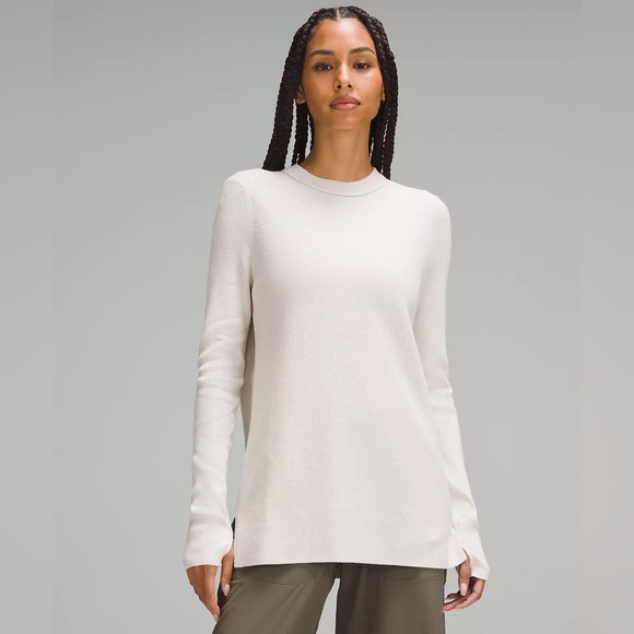 lululemon athletica Sweaters - LuluLemon Take It All In Cotton-Blend Sweater in White Opal